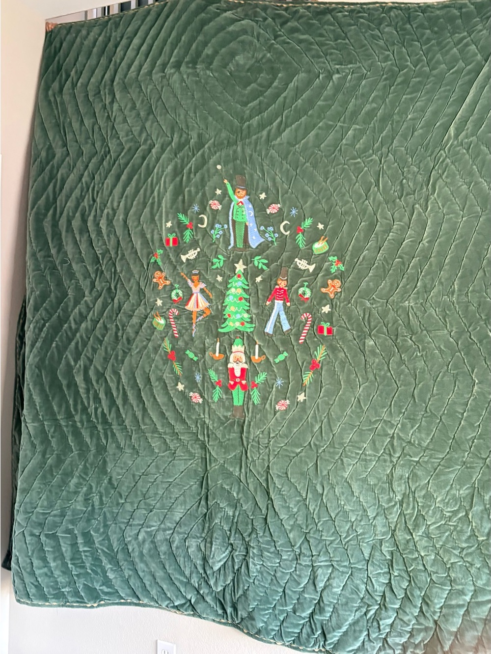 Rifle Paper Co. x Pottery Barn Kids Green Quilted Nutcracker Holiday Quilt Shams